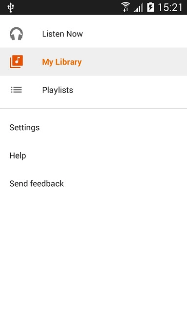 Slide your finger right starting from the left side of the display.Press My Library.