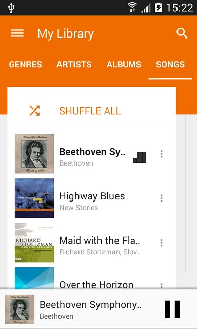 Press the audio file at the bottom the display.