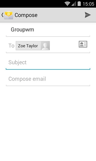 Press Subject and key in a subject for the email message.