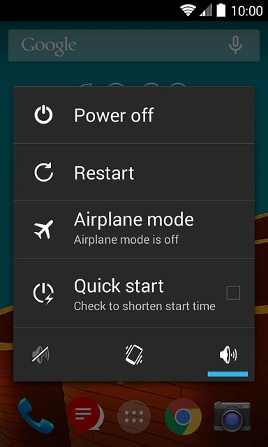 Press Airplane mode.Depending on the current setting, flight mode is turned on or off.