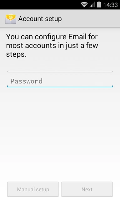 Press Password and key in the password for your email account.
