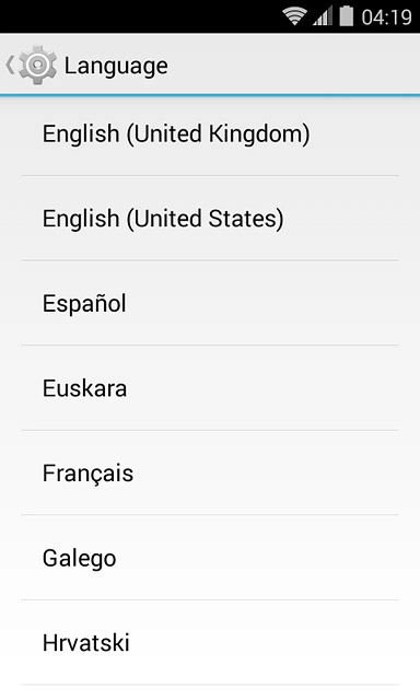 Press the required language.