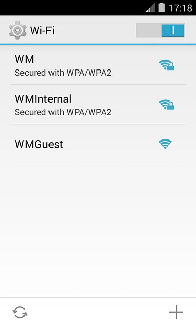 A list of Wi-Fi networks within range is displayed.Press the required Wi-Fi network.