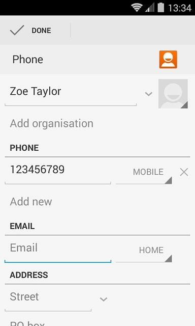 Press Email and key in the required email address.