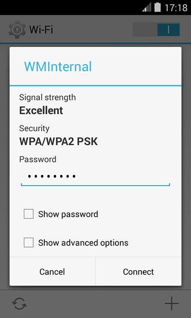 Follow the instructions on the display to select security settings, if required.Press Connect.