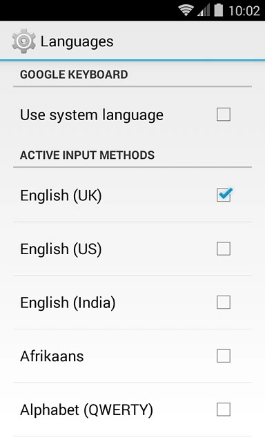 Press Use system language until the function is turned off.