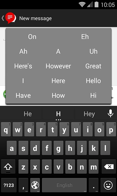 Press the required word to insert it.