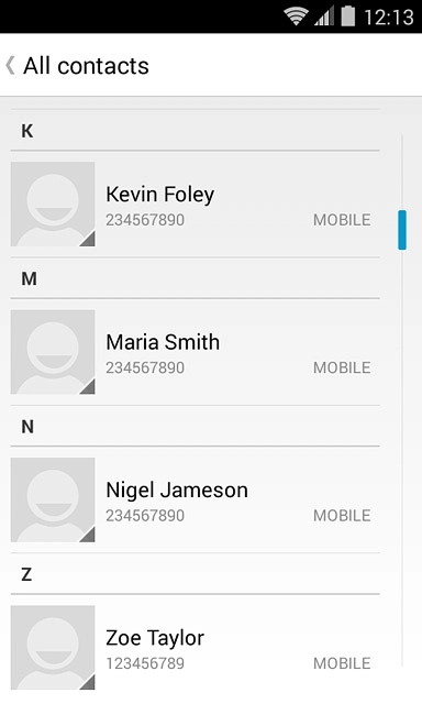Press the required contact.