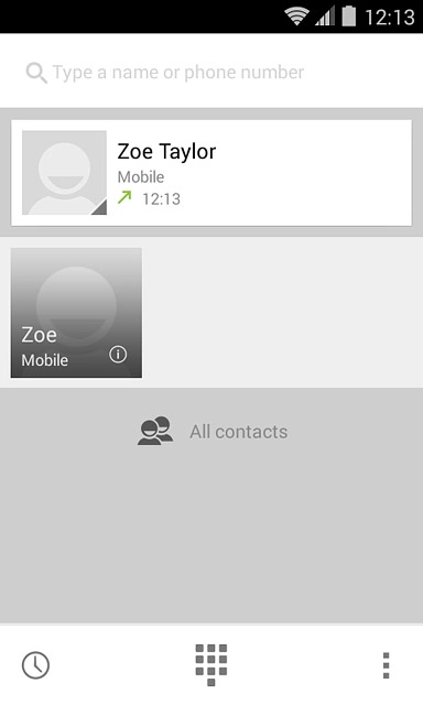 Press the call log icon.