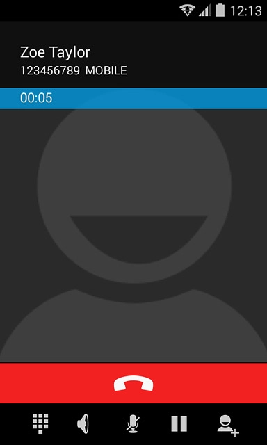 Press the end call icon.