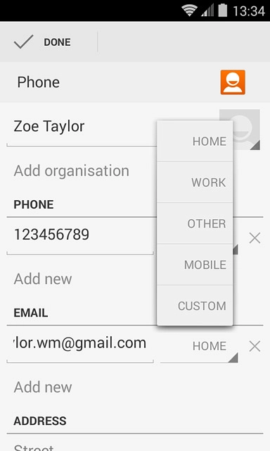 Press the required email type.