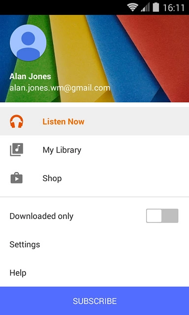 Slide your finger right starting from the left side of the display.Press My Library.