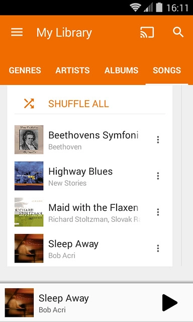 Go to the required audio file.Press the menu icon next to the required audio file.