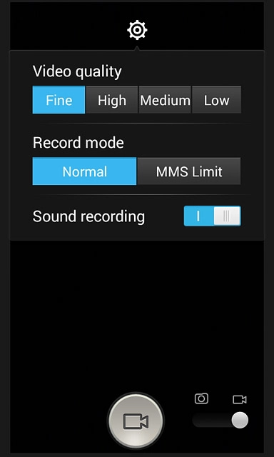 Press the required setting below 