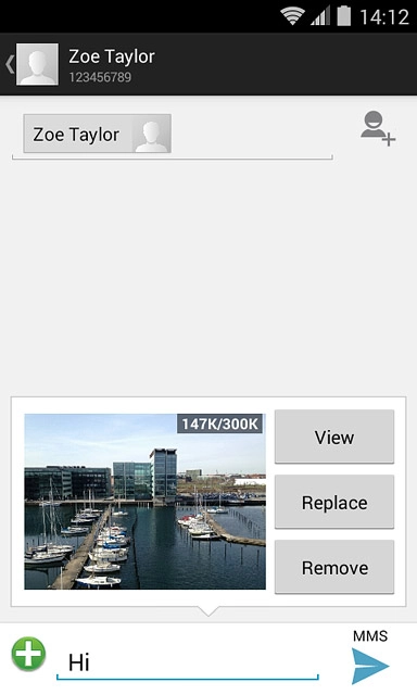 Press the send icon when you've finished your picture message.