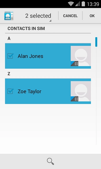 Press OK.After a moment the contacts are copied.