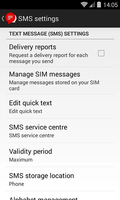 Press SMS service centre.