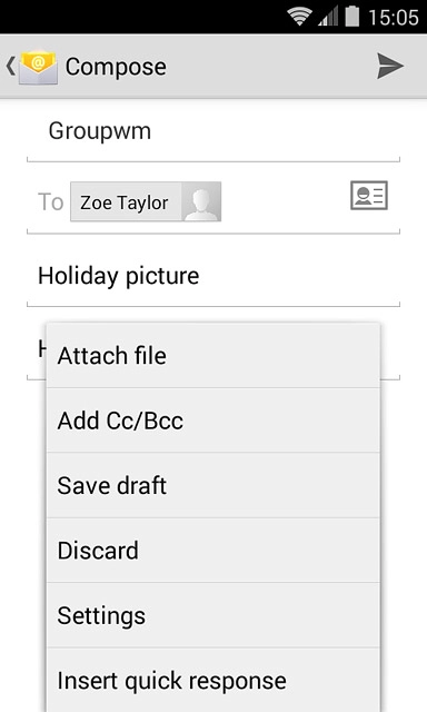 Press Attach file.Go to the required folder.