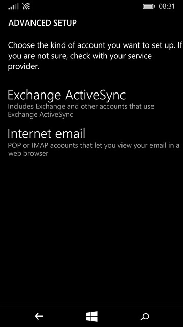 Press Internet email.