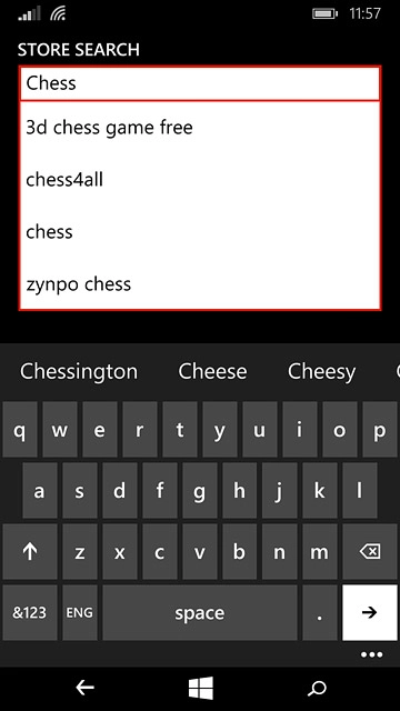 Key in the name of the required app and press arrow right.