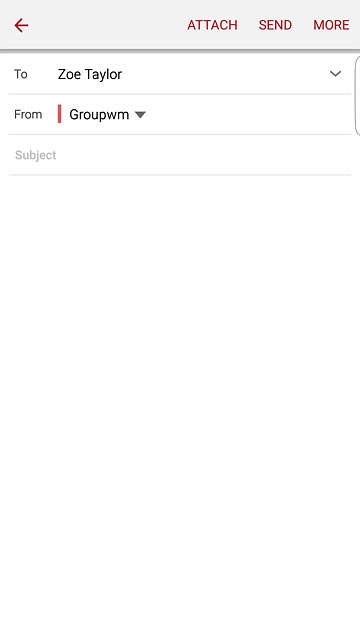 Press Subject and key in a subject for the email message.