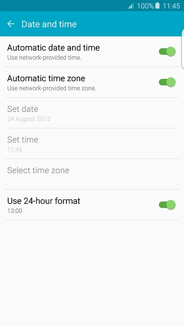 Press Automatic time zone until the function is turned on.