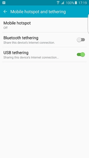 Press USB tethering until the function is turned on.