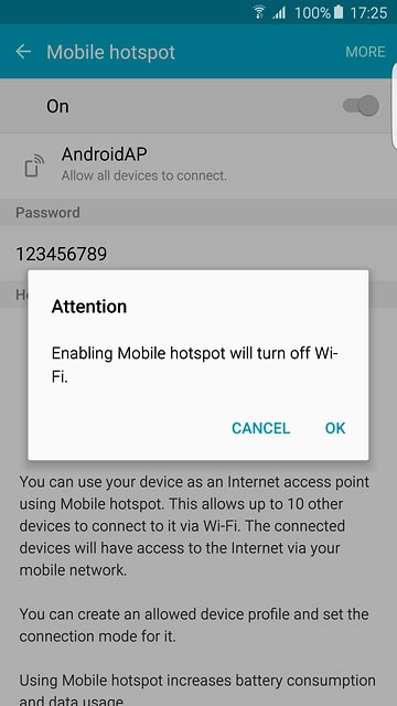 If Wi-Fi is turned on:Press OK to confirm.