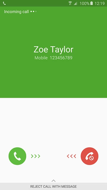 Press and drag the reject call icon left.