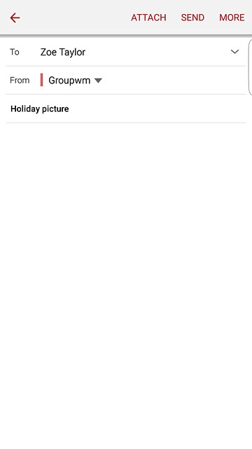 Press the text input field.Write the text for your email message.