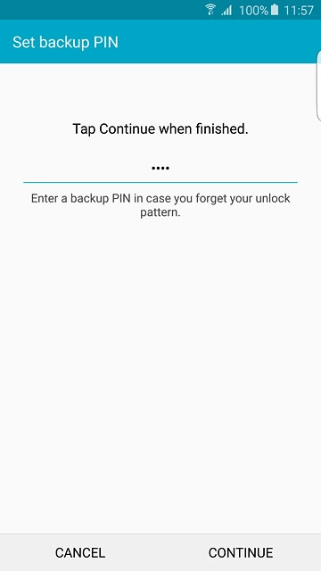 Key in a four-digit PIN and press CONTINUE.