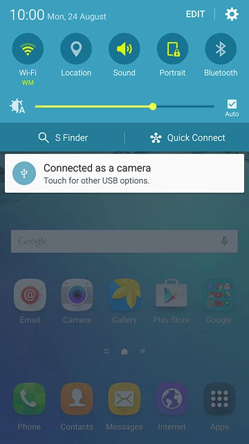 Slide your finger down the display starting from the top edge of your phone.Press the connectivity icon.