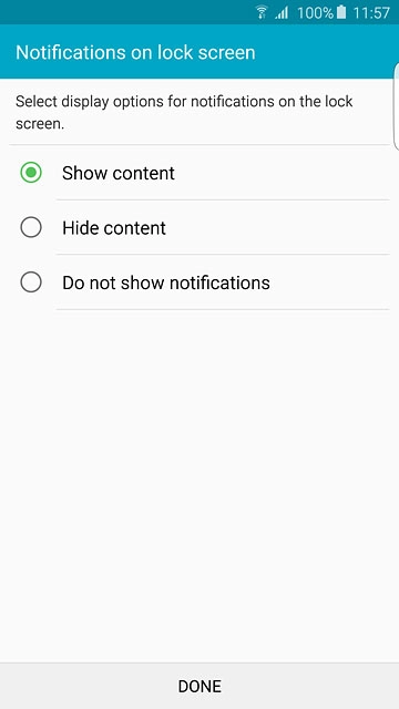Press the required setting.