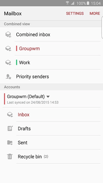 Press the required email account.