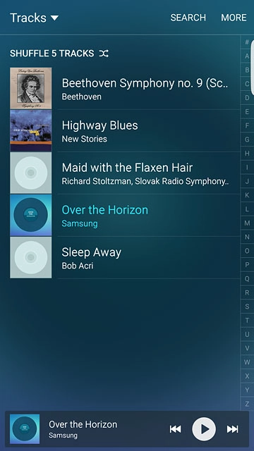 Press the drop down list at the top of the display.