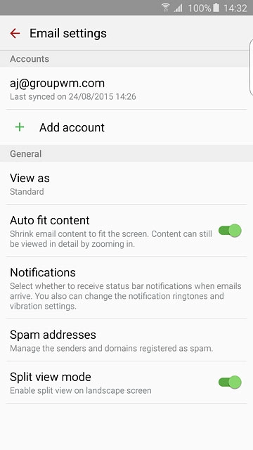 Press the name of the email account you've just set up.