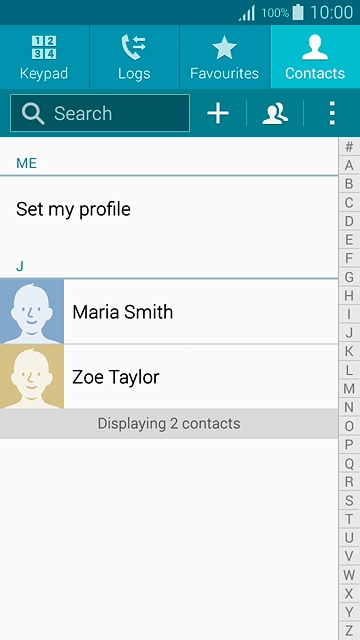 Press the required contact.The contact details are displayed.