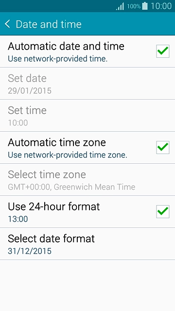 Press Automatic time zone until the function is turned on.