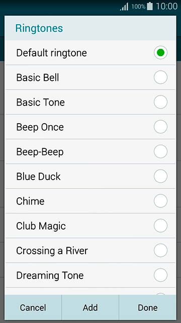 To assign your phone's current default ring tone:Press Default ringtone.
