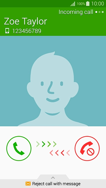 Press and drag the reject call icon left.