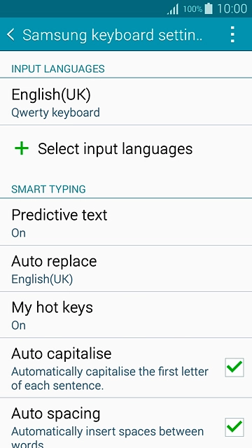 Press Select input languages.