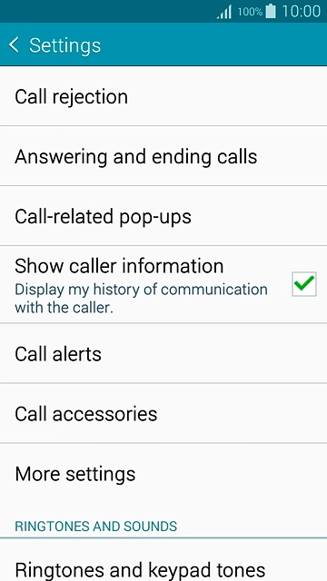 Press More settings.After a moment the current settings are displayed.