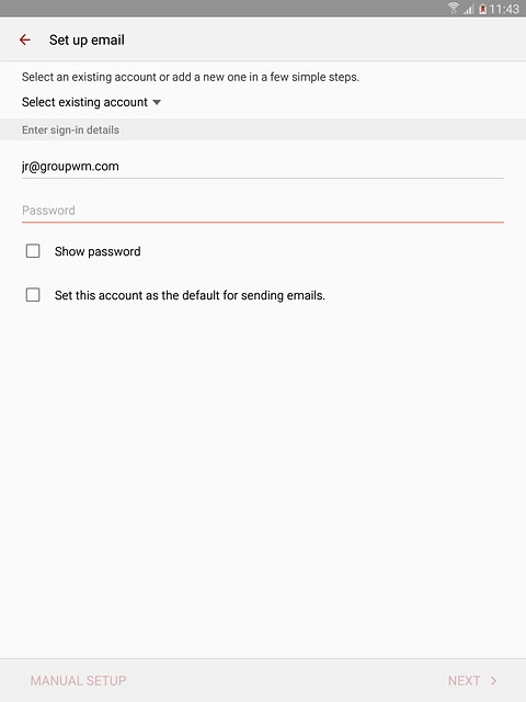 Press Password and key in the password for your email account.