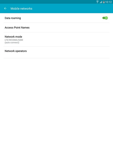 Press Data roaming to turn the function on or off.