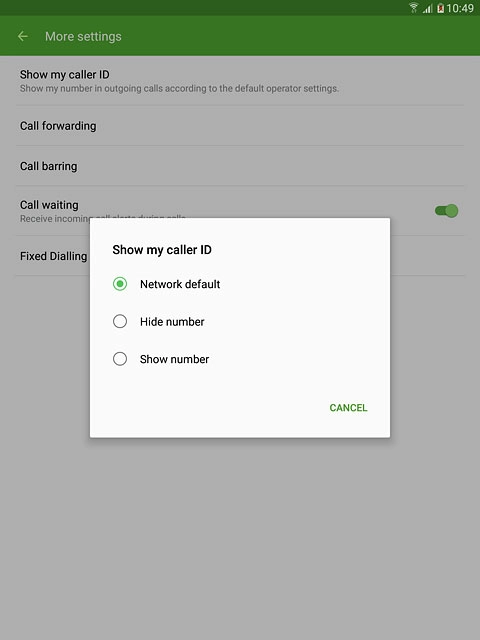 Press Hide number or Show number.