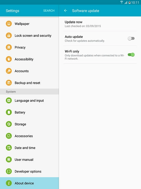 Press Update now.If a new software version is available, it's displayed.Follow the instructions on the display to update your tablet's software.