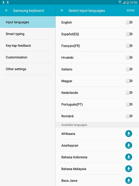 Press the required language to add it.