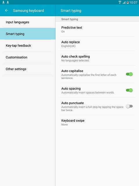 Press Predictive text.