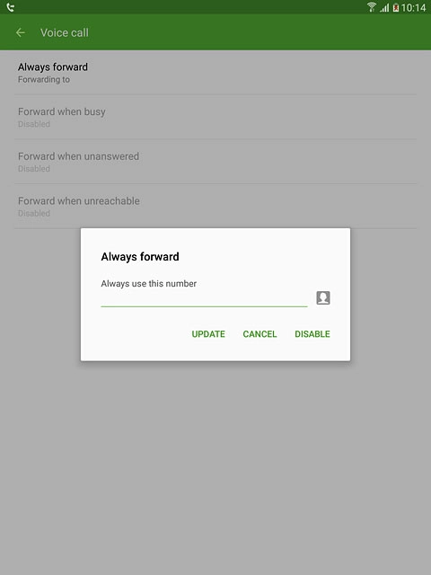 Press DISABLE.Repeat until all diverts have been cancelled.