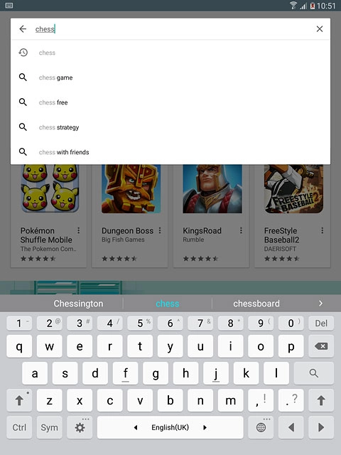 Key in the name of the required app and press the search icon.
